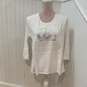 TanJay White Floral Long Sleeve Top